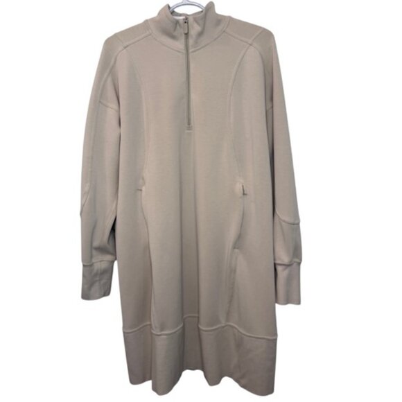 Lululemon cream Softstreme long sleeve quarter zip dress size 10 - Picture 2 of 10